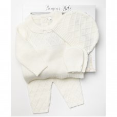 W24210: Baby Boys Knitted 4 Piece Outfit In A Gift Box (NB-6 Months)